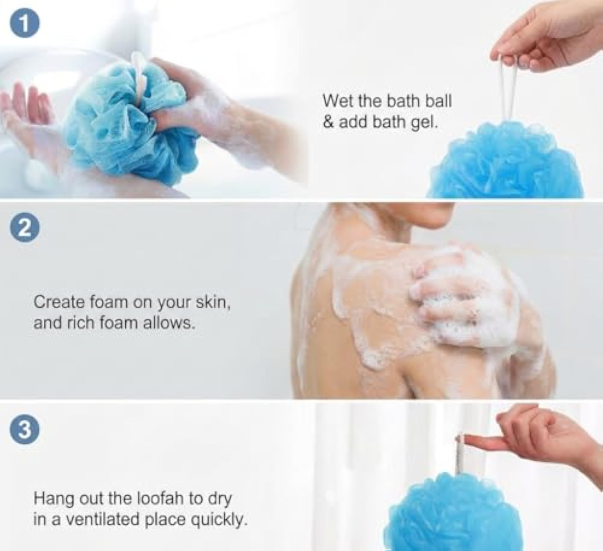 Ultra Soft Bath Shower Loofah Sponge Pouf Body Scrubber