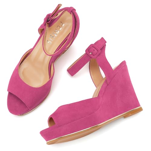 Image of Women's Dressy Platform Wedge Sandals Gold Wedges Peep Toe Patent High Heels Slingback Heeled Comfortable Ankle Strap Shoes