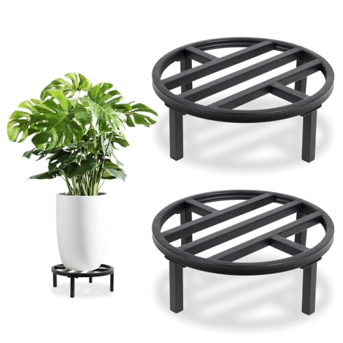 Aurolaimi 2 Pack Metal Plant Stand Outdoor Plant Risers fit 5''-12'' Potted