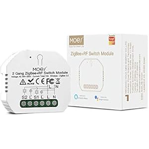 MOES Mini DIY Tuya ZigBee Smart Light Switch Module, Tuya Zigbee Hub Required, Smart Life/Tuya App, Wireless Remote Control, Alexa Google Home Voice Control, Needs Neutral Line 1/2 Way, 2 Ga