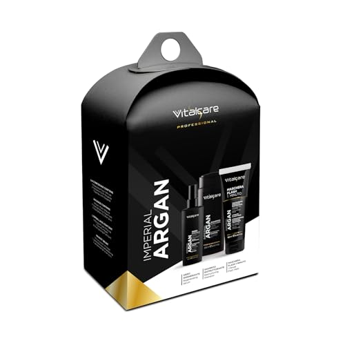 VITALCARE | Gift Set Argan - Shampoo 250ml + Siero 125 ml + Maschera Flash 190ml - Trattamento Rivitalizzante per Capelli Nutriti e Luminosi
