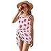 Cndexd Girls 2 Pieces Strawberry Bathing Suits Set with Mesh Cover Up One Shoulder Adjustable Straps Fashion Cutout Bathing Suit Summer Beach Vacation Swimwear