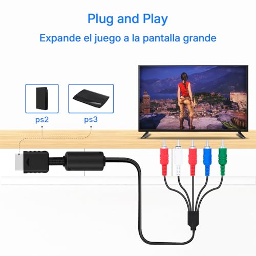 Gam3Gear Mcbazel Cable AV de Componente HD para PS2/PS3 – Salida de Video y Audio en Alta Definición Y/Pb/Pr, Solo Compatible con Puertos de Video Componente (No para Dispositivos de Entrada AV) - imagen 3