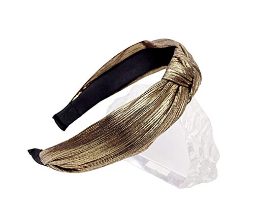 Image of Vogue Hair Accessories Solid Shimmer Fabric Knot Plastic Hairband Headband for Girls and Women (Shimmer Bronze)