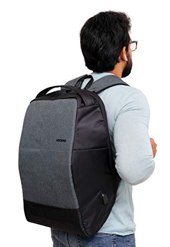 Image of ASCEND 30 litres Laptop Backpack! Anti-Theft Bag with USB Cable and Built in Charging Port for Business College and Office Work.