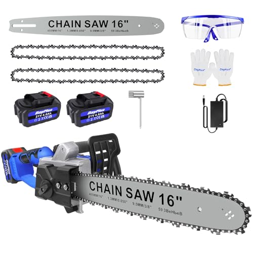 16 Inch Electric Petrol Chainsaw with Fuel Tank, Auto Chain Lubrication, Handheld Cordless Chainsaws for Tree Wood Branch Cutting, Tree Trimming, Land Clearing, Farm Garden Ranch Forest Cutting Use