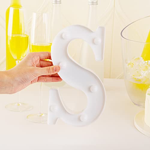 Image of Restaurantware-Illumify 4.7 x 1.2 x 8.7 Inch Light Up Letter, 1 Durable Marquee LED Light - Letter S, Touchproof, White Plastic Party Light, Keyhole Slot, For Parties, Weddings, Or Special Events