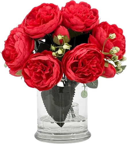 Bouquet pivoine artificielle réaliste jaune 7 pouces sans entretien