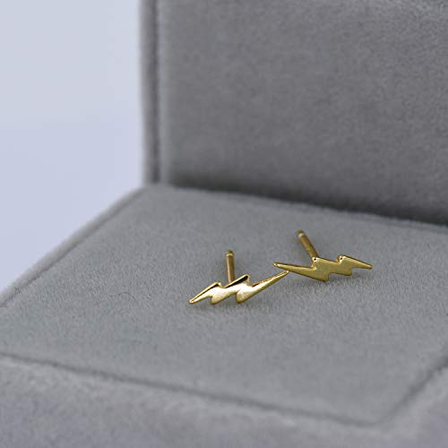 18K Gold Vermeil Tiny Gold Lightning Bolt Stud Earrings #TOP5