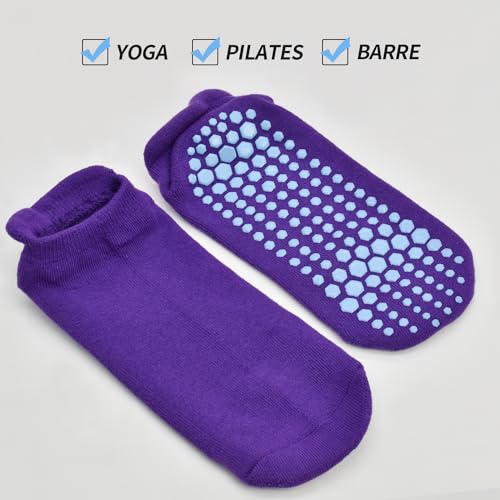Image of ELUTONG Pilates Non Slip Grip Socks for Women 1-4 Pairs Yoga Barre Ballet Workout Hospital Grippy Sock