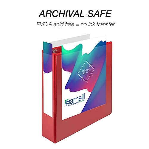 Image of Samsill Durable 2 inch 3 Ring Binder, D Ring Binder, 100% Recycled Chipboard, Red, 12 Pack