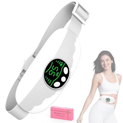 AMZBOSS Ceinture Chauffante Regle Douloureuse,Bouillotte Regles Douloureuses,Ceinture Chauffante,3 Températures&3Modes de Vibration,Confort de Bureau,Compagnon de Voyage,Cadeau Santé pour Elle(Blanc)