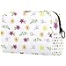 Grande trousse à maquillage pour femme - Motif fleurs réalistes blanches et jaunes - Portable - Avec fermeture éclair, Multicolored-2., 18.5x7.5x13cm/7.3x3x5.1in,