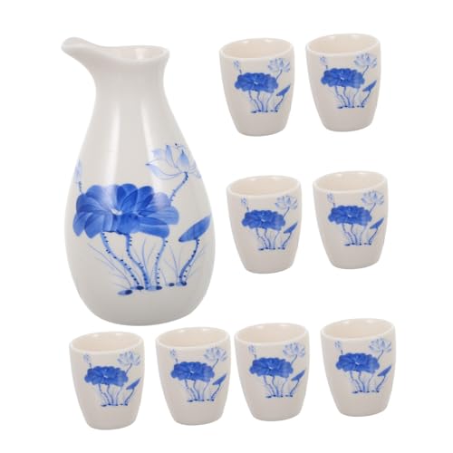 Abaodam 陶磁器製酒具 頭酒ポット おちょこ セラミック製 素材 使用可 飾り映えする美麗柄付き 酒サービングキット 来客用に 贈り物にも適用