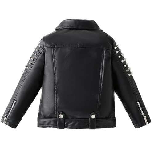 Boys Leather Jacket Children Motorcycle Biker Jacket Zipper Faux Leather Coat3
