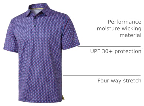 Image of Golf Shirts for Men Dry Fit Short Sleeve Print Performance Moisture Wicking Polo Shirt