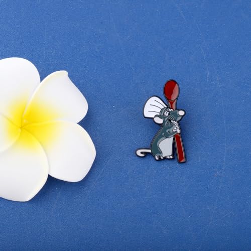 Image of KEYCHIN Funny Rat Remy Brooch Remy Chef Fans Gifts Little Chef Mouse Enamel Pin