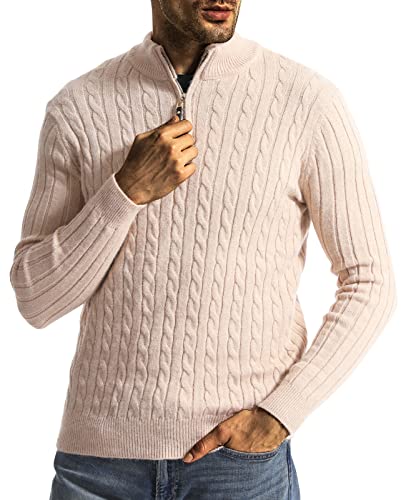 Superora Homme Twisted Tricoté Pull col roulé Chaud Manches Longues Chandails Zippé 1/4 Sweater Slim fit Basique Pull Cover