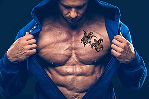 Artsure 6 Sheets Temporary Fake Tattoos For Men Adults Turtle Sea Animal Art Figure Ocean Age Temporary Fake Tattoo For Women Neck Arm Chest For Woman 3 7 X 3 7 Inch #TOP3