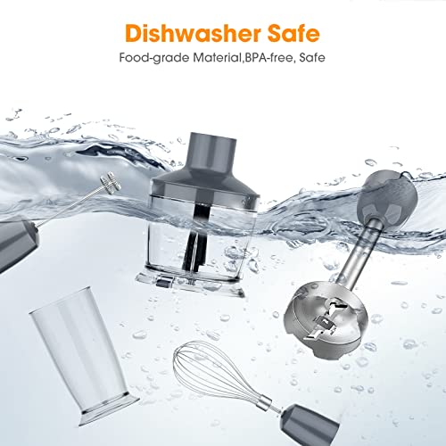 Immersion Hand Blender, Funavo 800W 5-In-1 Multi-Function 12 Speed 304 Stainless Steel Stick Blender With Two Mode Adjustable, 600Ml Beaker, 500Ml Chopping Bowl, Whisk, Milk Frother, Bpa-Free #TOP6