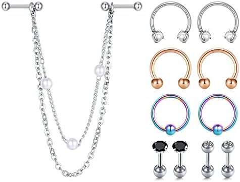 D.Bella 16G Clear UV Flexible Acrylic Lip Piercing Retainer Labret Studs Lip Ring Tragus Helix Cartilage Earring Stud Monroe Medusa Piercing Retainer