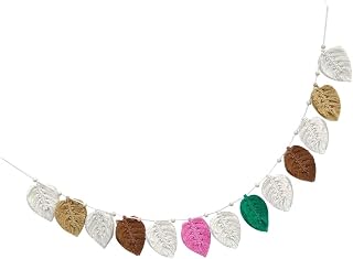 Banderines de hojas coloridas tejidas a mano para habitación de niños, accesorios de fotografía, decoración de habitación de niños, hojas de algodón para niños y niñas