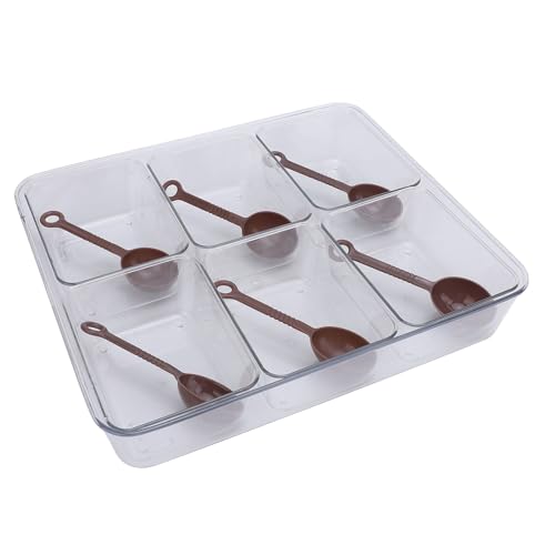 KIMISS Geteilte Gewürze Box für Obst - Geteilte Servierschale mit 6 Löffel, 6 Fächer, Große Kapazität, Verbessert für Gewürzregale (Plastik) 6 KIMISS Geteilte Gewürze Box für Obst - Geteilte Servierschale mit 6 Löffel, 6 Fächer, Große Kapazität, Verbessert für Gewürzregale (Plastik)