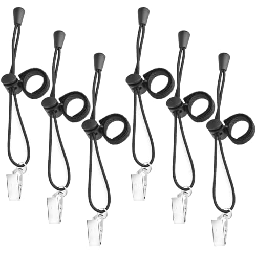 Cosmos 6 Pcs Backdrop Clips Clamps, Background Muslin String Clips Holder Photography Cloth Clip Adjustable Elastic Nylon Photo Clips for Photo Video Studio, Black