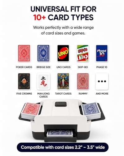Image of Automatic Card Shuffler for Poker & UNO, 2-Deck Electric Low Noise Battery Operated Machine, Portable Professional Shuffling Tool for Home Game Night & Blackjack,Black