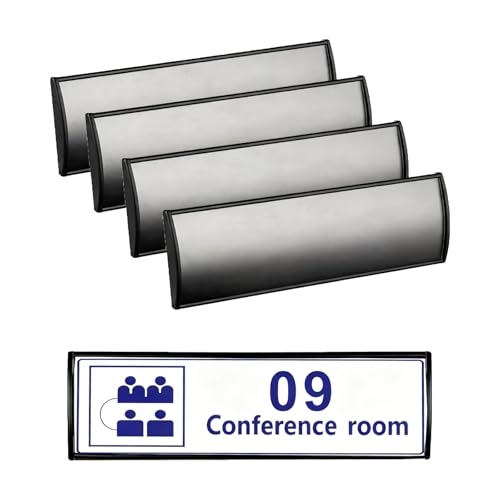 SINKAA 5Pcs Curved Name Plate Holder for Door & Wall - 3" x 10", Black