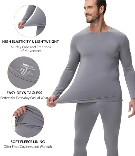 wirarpa Men's Thermal Underwear Fleece Lined Base Layer Long Johns Long Sleeve Top and Bottom Set2