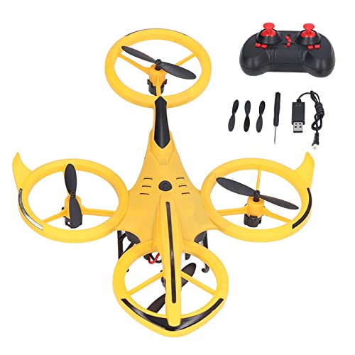 LEYT Dron Acrobático con Control Remoto, Lanzamiento de un Botón, Minidron Acrobático de 4 Ejes, Cobertura Total en el Interior (Amarillo tecnológico)