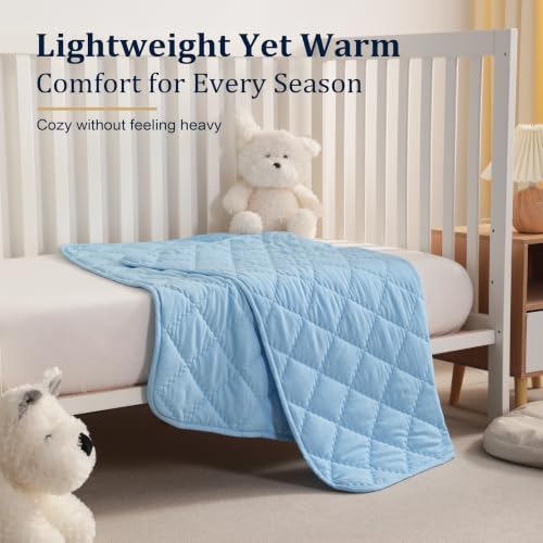 Image of BEDSUM Toddler Quilt 39x47, Microfiber Baby Quilt for Crib, Aqua | Lightweight Toddler Blanket for Boys Girls Nursery, Machine Washable All Season Kid Quilt, Tummy Time Blanket, Stroller Quilt
