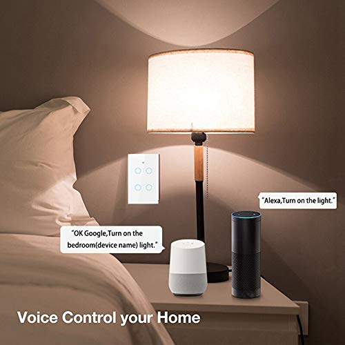 Davitu Remote Controls - Us Wifi Smart Switch 4 Gang Smart Wall Press Light Switch Compatible with Alexa Google Home Mini Ifttt Smart Life Tuya App(Black) - (Color: Black)