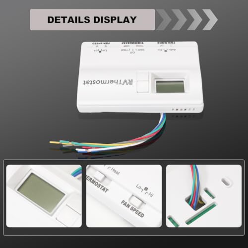 Image of 83303362 Digital Thermostat Rv Thermostat Heat /Cool T-Stat Wall Compatible with Coleman Mach 8330-336 337 338 339 368 386 Air Conditioner Thermostat White Temperature Range -1C-37C
