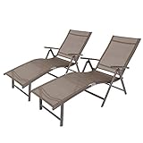 Crestlive Products Folding Patio Chaise Lounge Chair for Outside, Set of 2, Aluminum Adjustable...