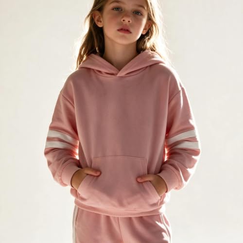 Image of Girls Sweatsuit Set Cute Hooded Sweatshirt & Jogger Pants with Pocket Casual Outfuts Set