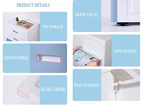 Large Plastic Cabinet 5 Drawers Storage Dresser,Small Closet Drawers Organizer Unit For Clothes,Toys,Bedroom,Playroom,White #TOP4