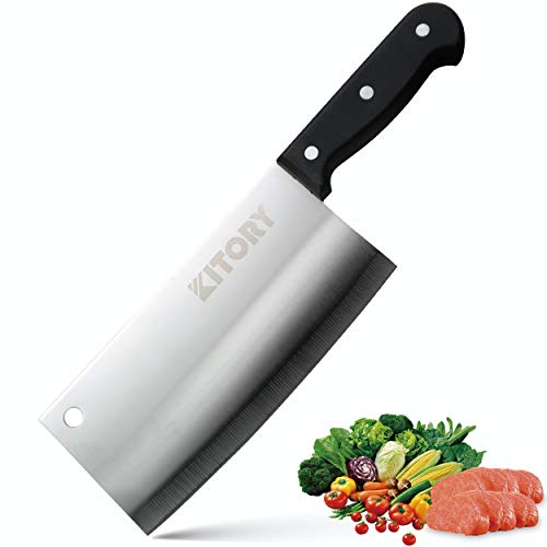 KITORY Vegetable Cleaver 7 inch Kitchen Knife - Chinese Chefs Knife for Vegetable and Unfrozen Meat - Super Sharp German Steel Knives - Full Tang - ABS Handle