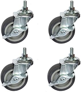 OK5STAR M10 Heavy Duty 75mm Rubber Swivel Castor Wheels Threaded Stem Trolley Furniture Caster Rubber- Screw 4 Pack