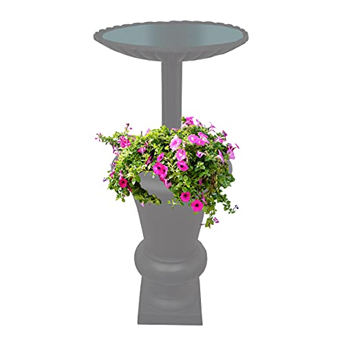 Oakland Living Ornate Round Cast Aluminum Metal 40-In Grey Bird Bath And Planter Vase Combo #TOP29