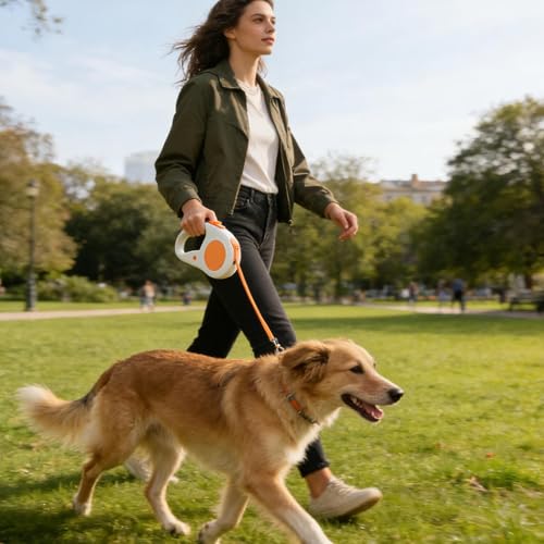 Laisse rétractable pour chien d'extérieur avec lampe LED pour balade nocturne - 4