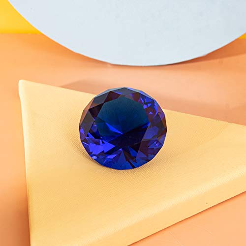 LONGWIN 60mm (2.4") Crystal Faceted Diamond Paperweight Wedding Favor Home Decor (Blue, 60mm)