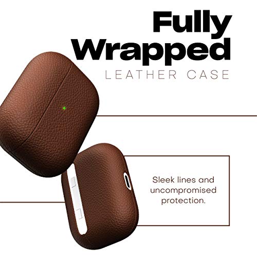 Keybudz Airpods Pro Leather Case - Handcrafted Fully-Wrapped Genuine Italian Leather Compatible With Airpods Pro (Natural Brown) #TOP2