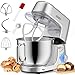 Homlee Robot Patissier,7,2L Robot Pâtissier 1800W Robot Pétrin Professionnel,Bol Acier Inoxydable,Fouet,Batteur,Crochet,Pare-éclaboussures 6+P Vitesses