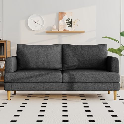 70" Loveseat Sofa Couch for Living Room with USB Type C Ports – Black Small Upholstered Couches for Apartment, Bedroom & Office –Modern 2-Seater Deep Seating with Soft Cushions & Sturdy Frame