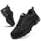 SPIEZ Zapatos de Seguridad para Hombres y Mujeres,Unisex Zapatos de Trabajo Ligeros con amortiguación de Aire y Puntera de Material Compuesto,Negro/Rojo, EU 42