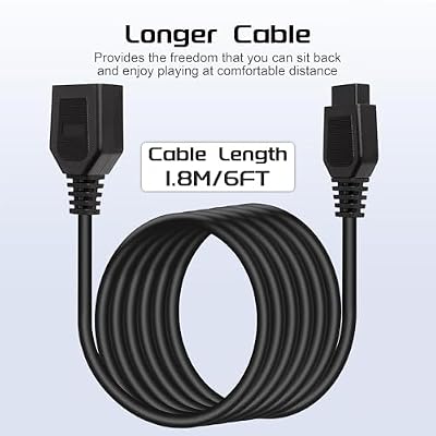 9 Pin Controller Extension Cable, Classic Retro Game Controller Extension Cable for Sega Genesis 2 3 Mega Drive AV 620 HD 621 HD 821 Wired Video Game Console, 2-Pack 1.8M/6FT