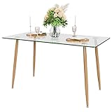 Tangkula Glass Dining Table,...