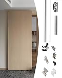 Riel Puerta Corredera Kit de Herrajes para Puertas Corredizas Fantasma de 90 cm, 120 cm, 160 cm Y 180 cm, Riel Invisible para Puertas Corredizas de Granero(86cm/33.8inch/2.8ft)